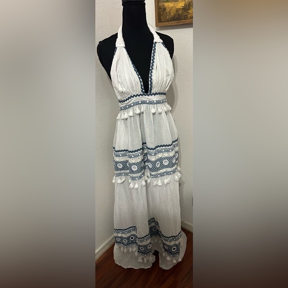 Dodo Bar Or Dresses & Skirts - Dodo Bar Or “David” Halter Tie Blue & White Maxi Dress - Size L / 10 NWT